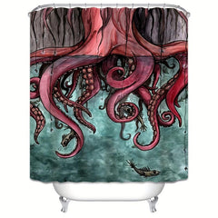 Waterproof Octopus Shower Curtain Sea Monster Bathroom Decor