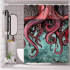 Waterproof Octopus Shower Curtain Sea Monster Bathroom Decor