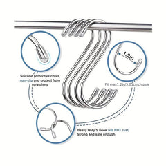 12pcs Stainless Steel Shower Curtain Hooks