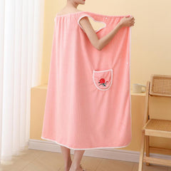 Embroidered Flower Bath Skirt for Women with Pockets