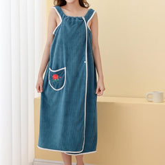 Embroidered Flower Bath Skirt for Women with Pockets