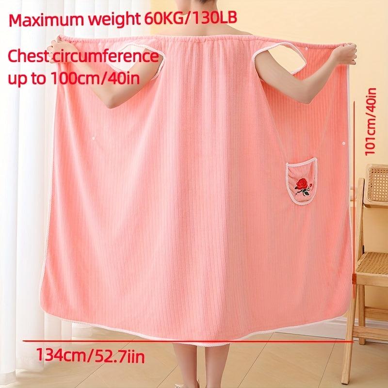 Embroidered Flower Bath Skirt for Women with Pockets