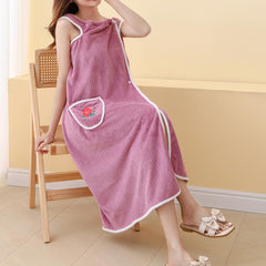Embroidered Flower Bath Skirt for Women with Pockets