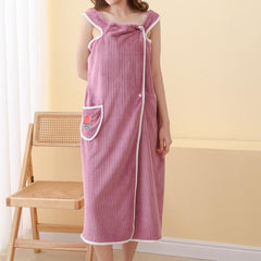 Embroidered Flower Bath Skirt for Women with Pockets
