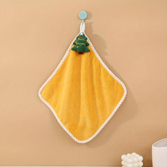 Christmas Hanging Fingertip Towel Coral Fleece Soft Towel for Bathroom