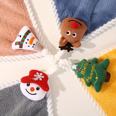Christmas Hanging Fingertip Towel Coral Fleece Soft Towel for Bathroom
