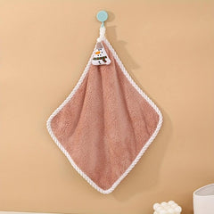 Christmas Hanging Fingertip Towel Coral Fleece Soft Towel for Bathroom