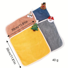 Christmas Hanging Fingertip Towel Coral Fleece Soft Towel for Bathroom