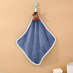 Christmas Hanging Fingertip Towel Coral Fleece Soft Towel for Bathroom