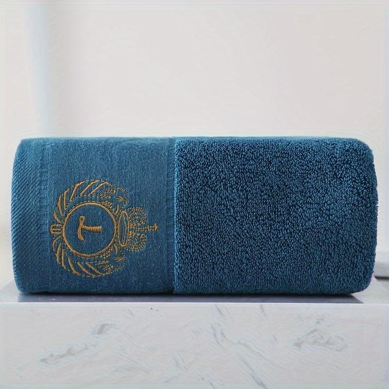 Embroidered Cotton Bath Towel Soft Absorbent Plain Towel for Bathroom