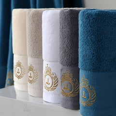 Embroidered Cotton Bath Towel Soft Absorbent Plain Towel for Bathroom