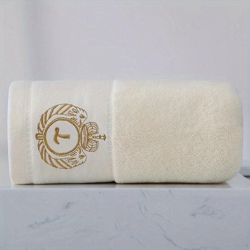 Embroidered Cotton Bath Towel Soft Absorbent Plain Towel for Bathroom