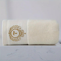 Embroidered Cotton Bath Towel Soft Absorbent Plain Towel for Bathroom