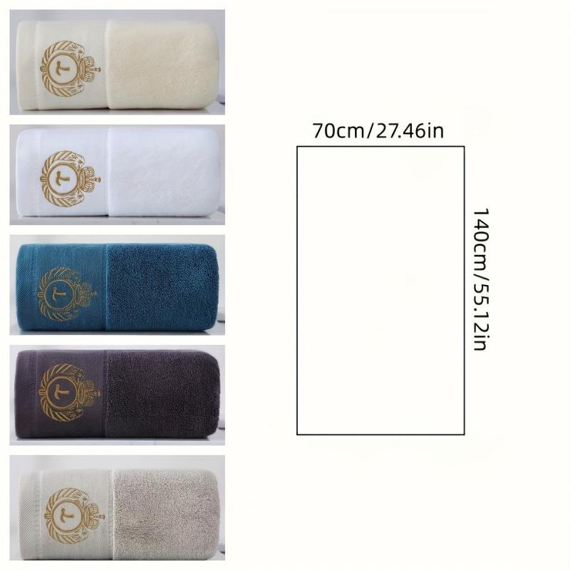 Embroidered Cotton Bath Towel Soft Absorbent Plain Towel for Bathroom