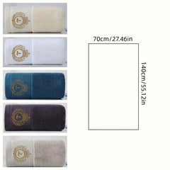 Embroidered Cotton Bath Towel Soft Absorbent Plain Towel for Bathroom