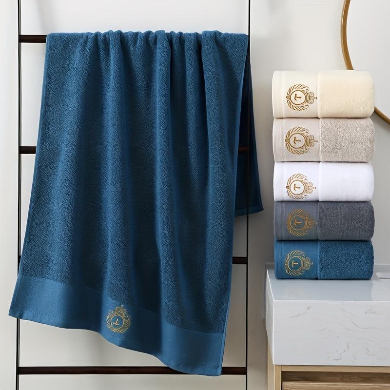 Embroidered Cotton Bath Towel Soft Absorbent Plain Towel for Bathroom