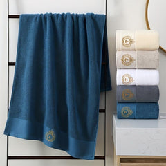 Embroidered Cotton Bath Towel Soft Absorbent Plain Towel for Bathroom