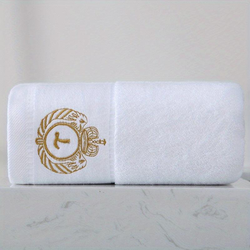 Embroidered Cotton Bath Towel Soft Absorbent Plain Towel for Bathroom