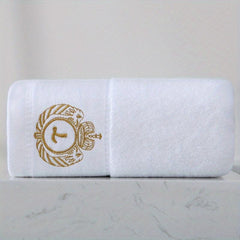 Embroidered Cotton Bath Towel Soft Absorbent Plain Towel for Bathroom