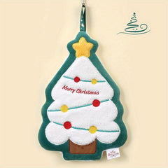 Christmas Cartoon Hanging Towel Coral Fleece Soft Towel for Bathroom