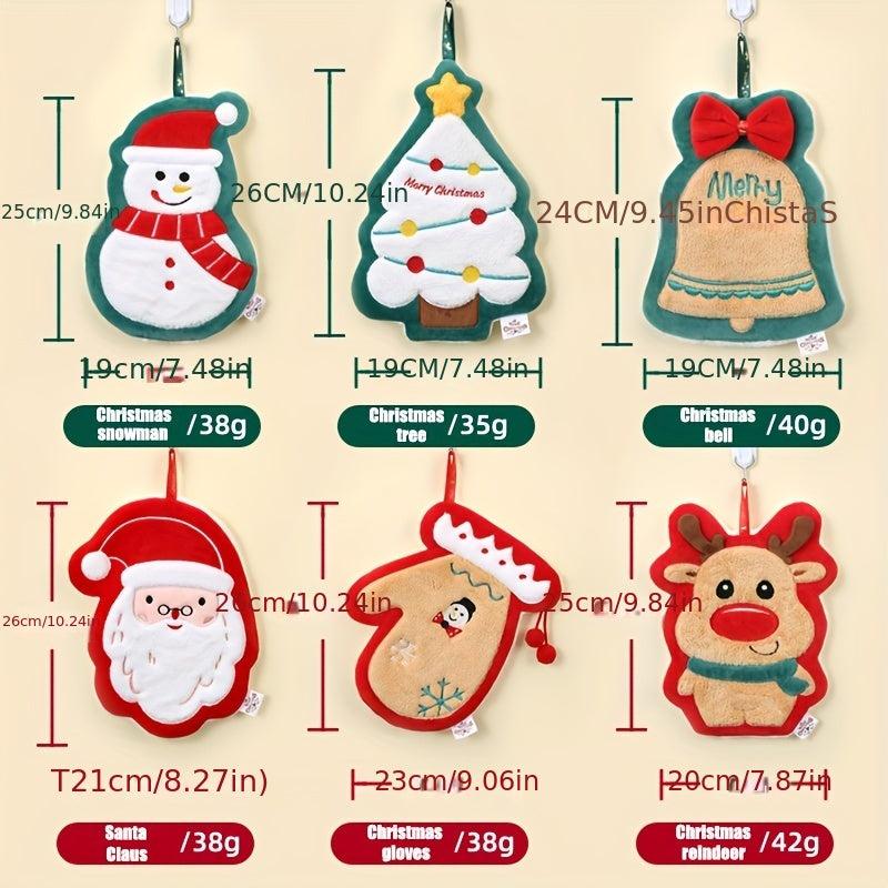 Christmas Cartoon Hanging Towel Coral Fleece Soft Towel for Bathroom