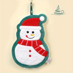 Christmas Cartoon Hanging Towel Coral Fleece Soft Towel for Bathroom