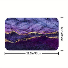 Waterproof Purple Marble Bathroom Set with Shower Curtain and Non Slip Rug