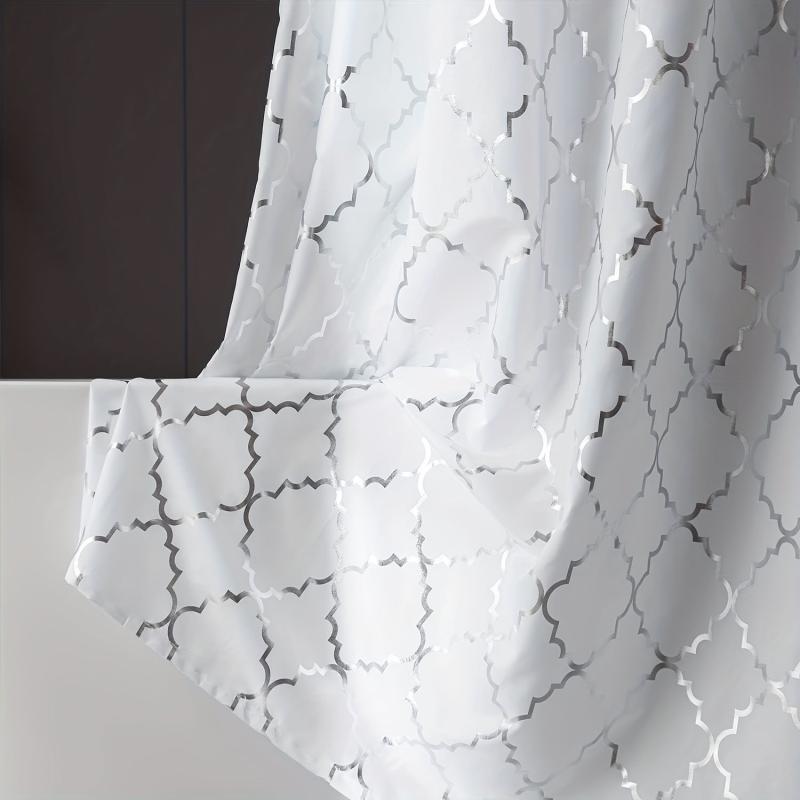 PEVA Shower Curtain Silvery Gray Moroccan Pearl Printed Bathroom Curtain