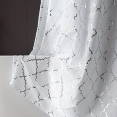 PEVA Shower Curtain Silvery Gray Moroccan Pearl Printed Bathroom Curtain