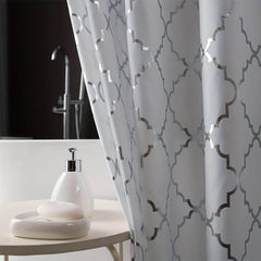 PEVA Shower Curtain Silvery Gray Moroccan Pearl Printed Bathroom Curtain