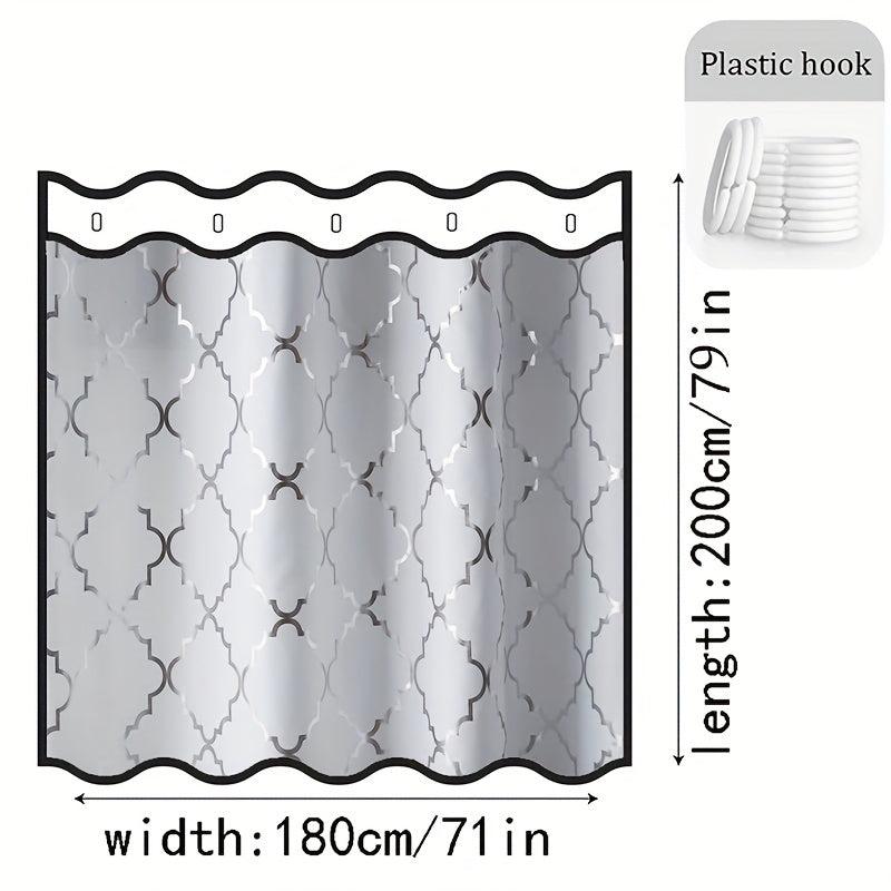 PEVA Shower Curtain Silvery Gray Moroccan Pearl Printed Bathroom Curtain