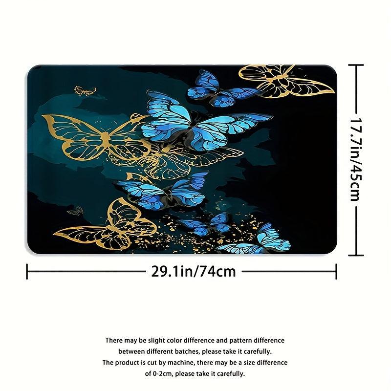 4pcs Butterfly Bathroom Set: Non-slip Mat, U-shaped Toilet Mat, Cover