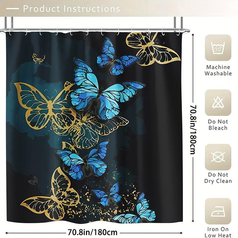 4pcs Butterfly Bathroom Set: Non-slip Mat, U-shaped Toilet Mat, Cover
