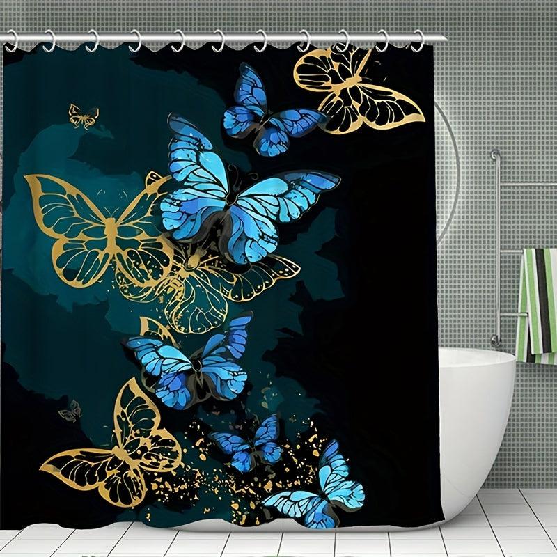 4pcs Butterfly Bathroom Set: Non-slip Mat, U-shaped Toilet Mat, Cover