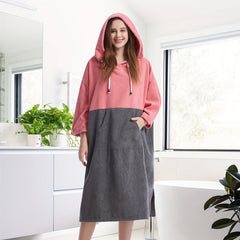 Comfy Hooded Bathrobe with Pocket, Quick Drying Towel for Indoor Loungewear