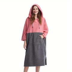 Comfy Hooded Bathrobe with Pocket, Quick Drying Towel for Indoor Loungewear