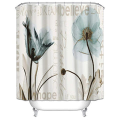 Waterproof Flounce Shower Curtain with 12 Hooks