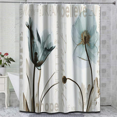 Waterproof Flounce Shower Curtain with 12 Hooks