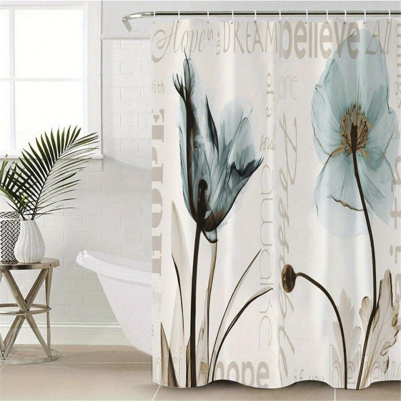 Waterproof Flounce Shower Curtain with 12 Hooks