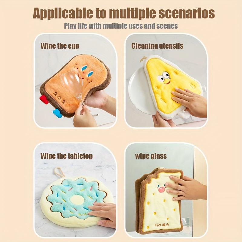 Cartoon Pattern Fingertip Towel Coral Fleece Quick drying Dishcloth