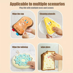 Cartoon Pattern Fingertip Towel Coral Fleece Quick drying Dishcloth