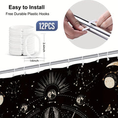 Butterfly Moon Pattern Shower Curtain with Hooks