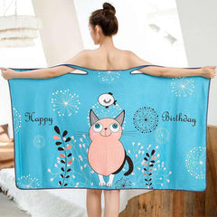 Cartoon Print Bath Towel Skirt for Adults Sauna Beach Gym Travel Nightwear