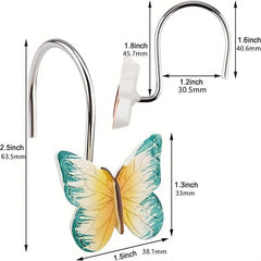12pcs Butterfly Resin Shower Curtain Hooks Bathroom Accessories