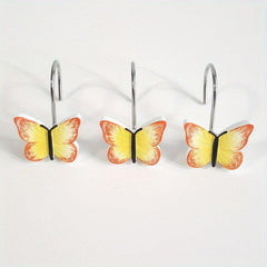 12pcs Butterfly Resin Shower Curtain Hooks Bathroom Accessories