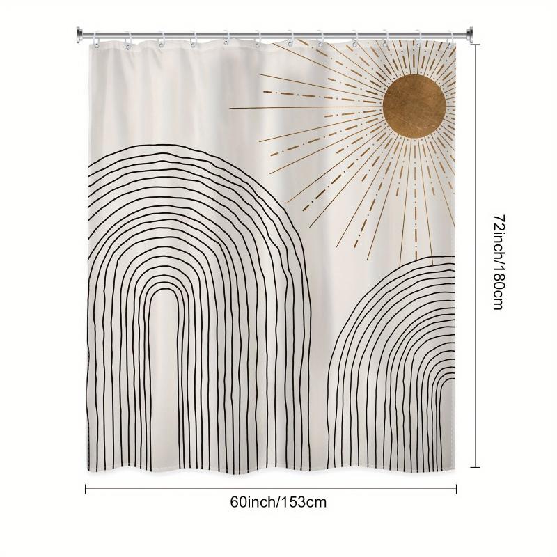 Boho Sun Shower Curtain Modern Fabric Waterproof Bathroom Decor