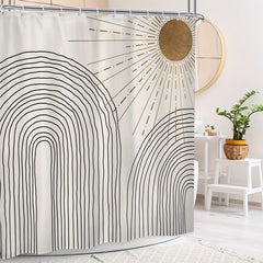 Boho Sun Shower Curtain Modern Fabric Waterproof Bathroom Decor