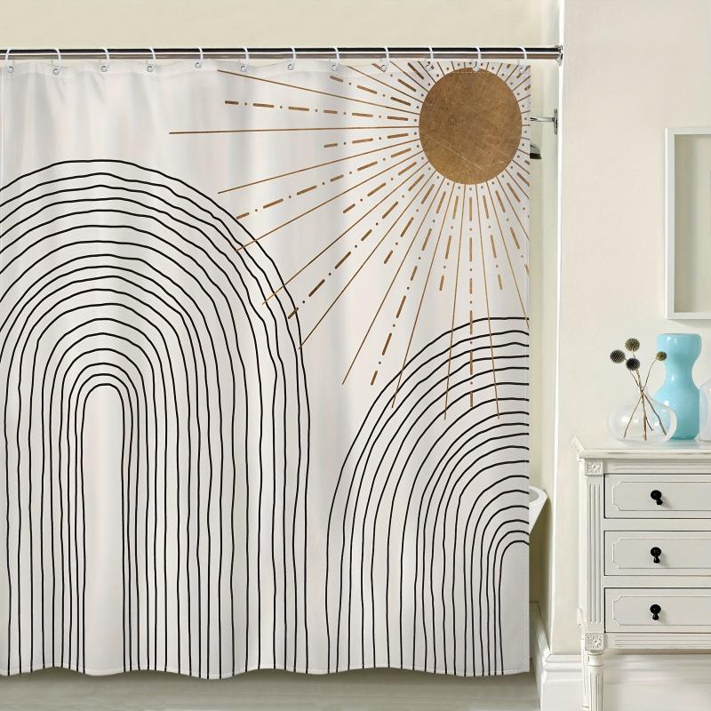 Boho Sun Shower Curtain Modern Fabric Waterproof Bathroom Decor