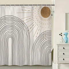 Boho Sun Shower Curtain Modern Fabric Waterproof Bathroom Decor