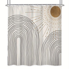 Boho Sun Shower Curtain Modern Fabric Waterproof Bathroom Decor